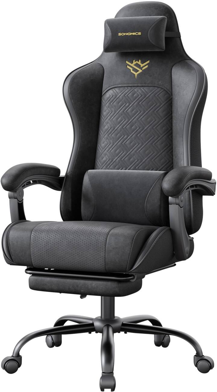 Fauteuil gaming SONGMICS Cathy Ergonomique Accoudoirs fixes Noir OBG079B01