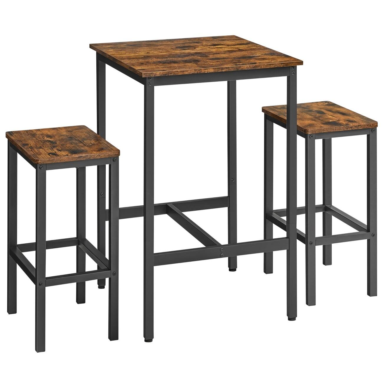 Ensemble chaise-table VASAGLE Brun Industriel 3 unités