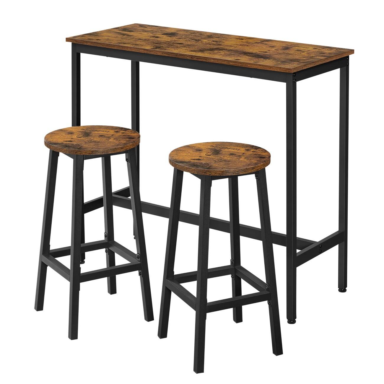 Ensemble chaise-table VASAGLE Brun Industriel 3 unités