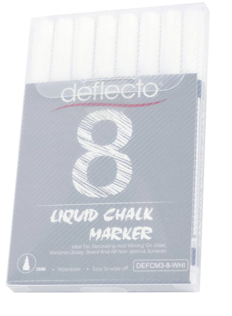 Deflecto Niet-permanent Krijtmarker Wit Fijn Beitelpunt 3 mm 8 Stuks
