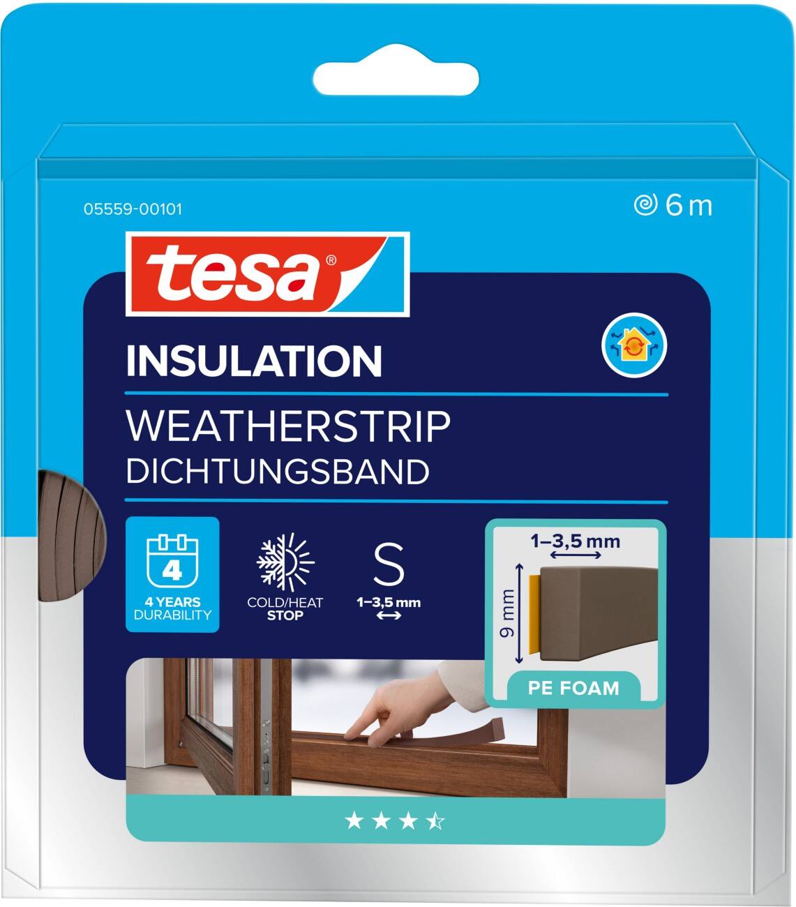 tesa Tochtstrip Bruin 168 mm PE (Polyetheen)