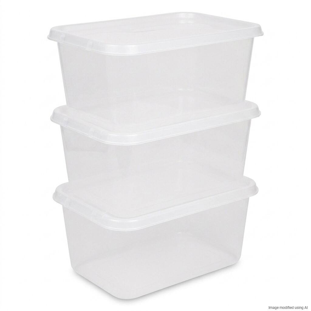 Boîte de rangement Viking Basic PP (Polypropylène) 44 L Avec couvercle Transparent 3 x 5,9 x 3,85 cm 3 unités