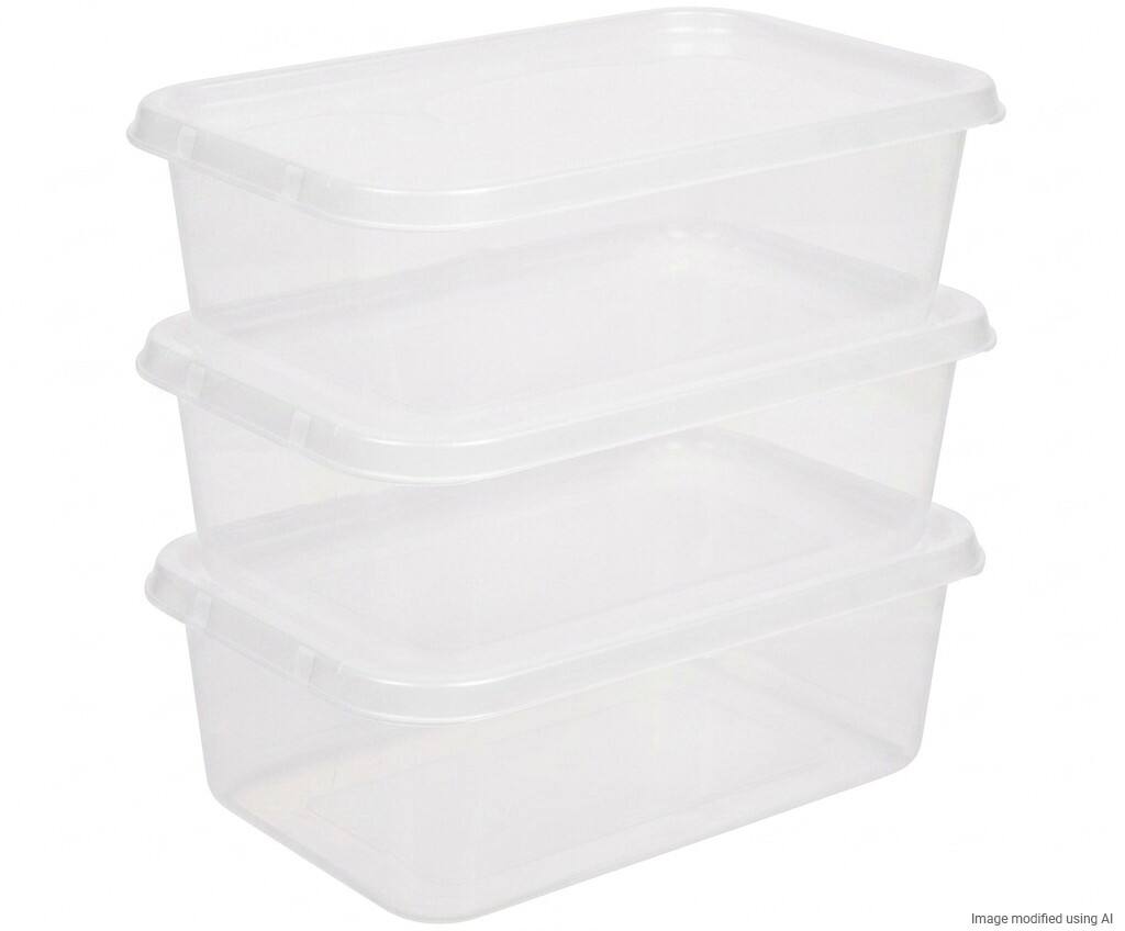 Boîte de rangement Viking Basic PP (Polypropylène) 30 L Avec couvercle Transparent 2,15 x 5,9 x 3,85 cm 3 unités