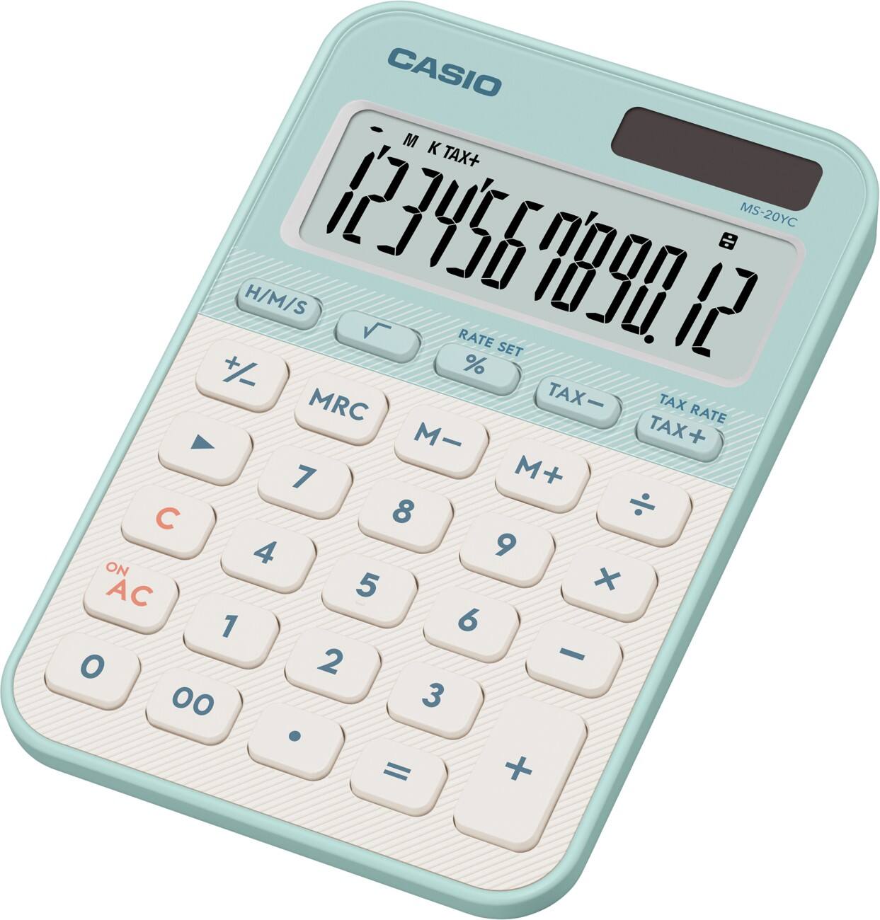 Casio Colorful Bureaurekenmachine 12-cijferig display Lichtgroen MS-20YC-LG