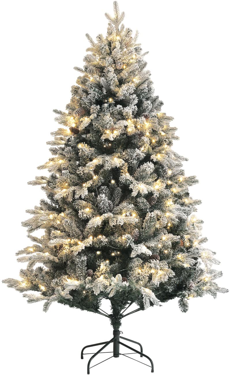 HOMCOM Kunstkerstboom Ingebouwde verlichting Sneeuw Groen 180 cm