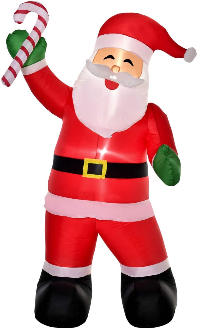 Décoration gonflable de Noël HOMCOM Père Noël avec sucre d'orge Avec souffleur et lampes LED 140 x 85 x 250 cm