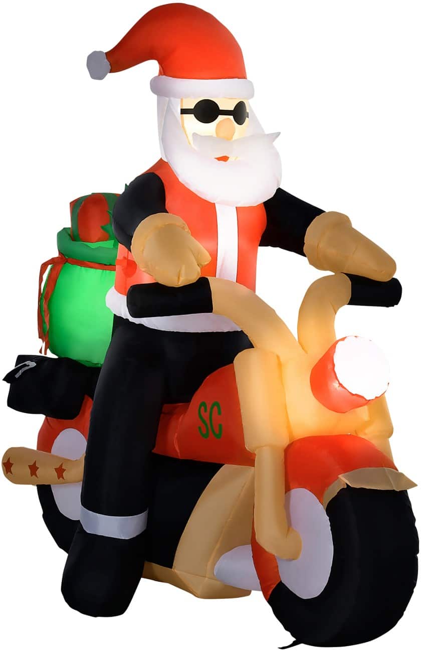 Décoration gonflable de Noël HOMCOM Père Noël en moto Avec souffleur et lampes LED 180 x 90 x 165 cm