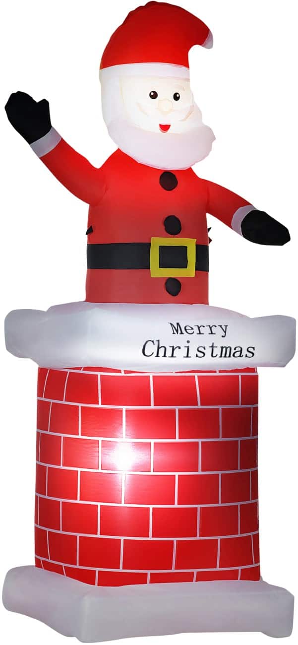 Décoration gonflable de Noël HOMCOM Père Noël avec cheminée Avec souffleur et lampes LED 80 x 70 x 210 cm
