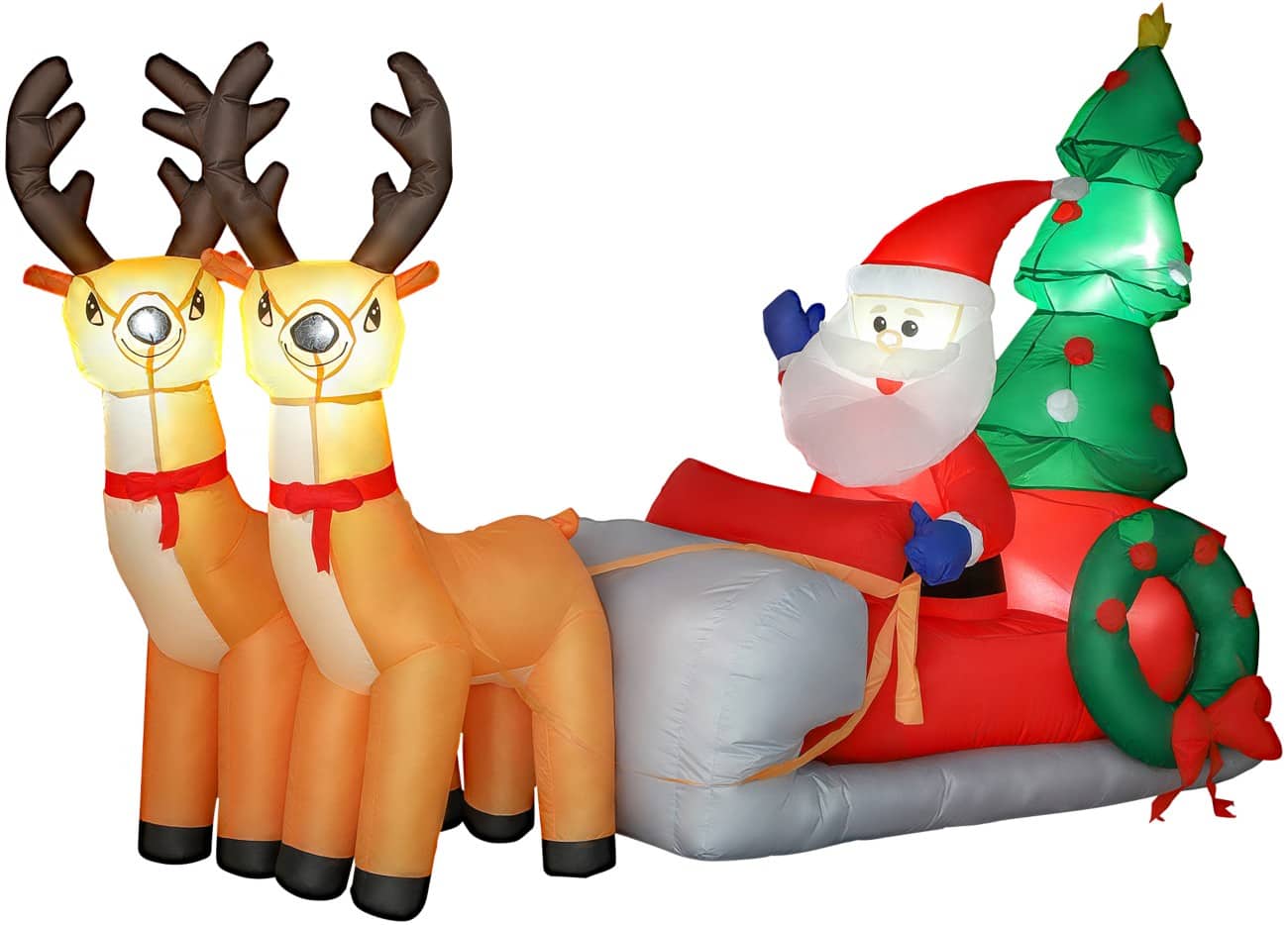 Décoration gonflable de Noël OutSunny Traîneau Avec souffleur et lampes LED 216 x 90 x 150 cm