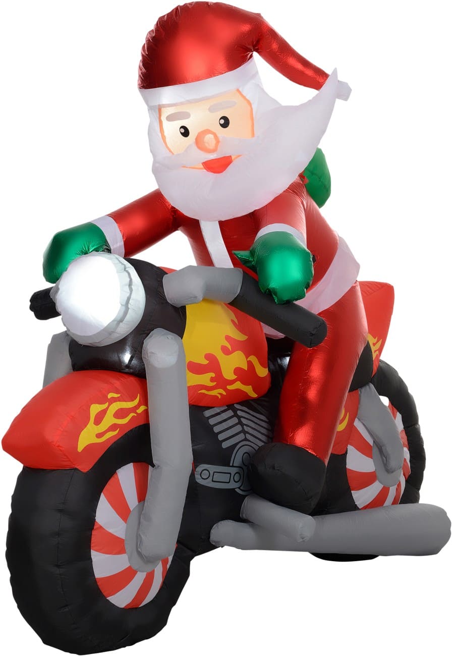 Décoration gonflable de Noël HOMCOM Père Noël en moto Avec souffleur et lampes LED 180 x 95 x 170 cm