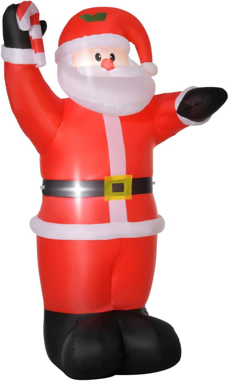 Décoration gonflable de Noël HOMCOM Père Noël avec sucre d'orge Avec souffleur et lampes LED 160 x 90 x 240 cm