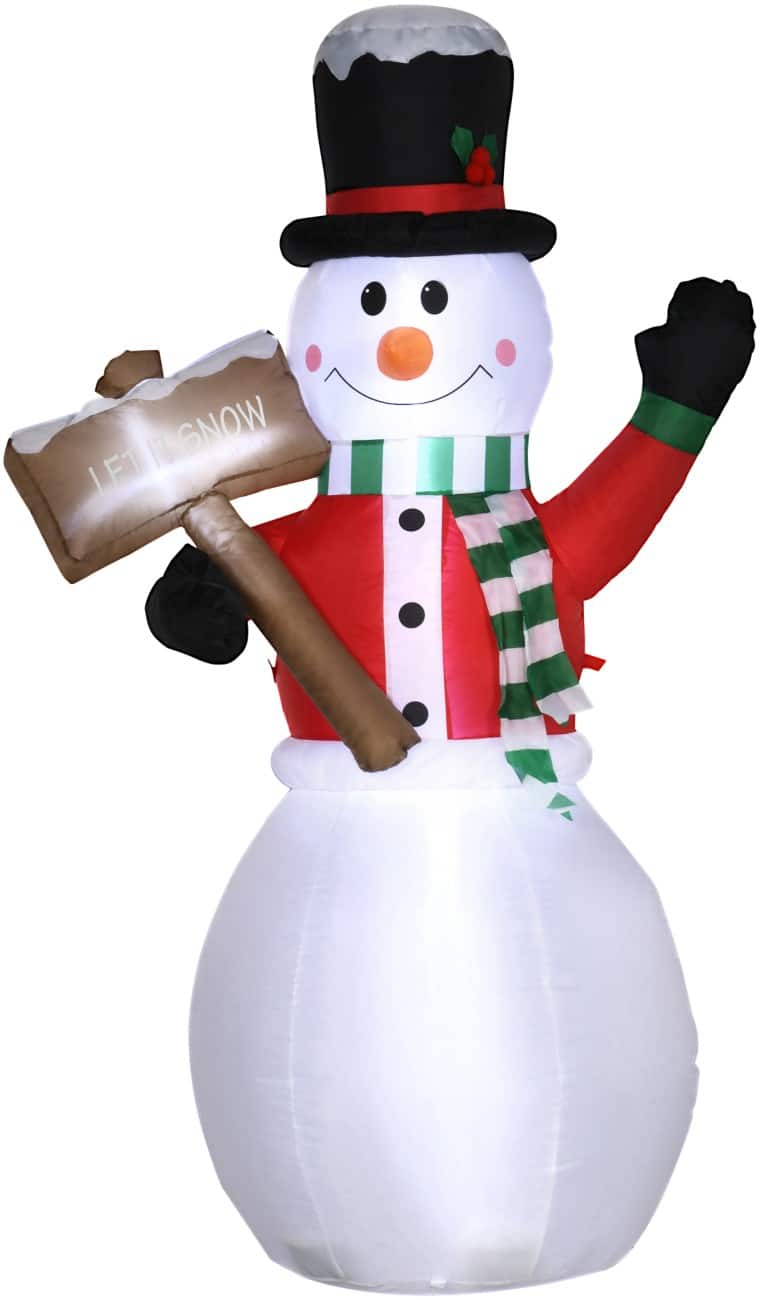 Décoration gonflable de Noël HOMCOM Bonhomme de neige Avec souffleur et lampes LED 103 x 70 x 180 cm