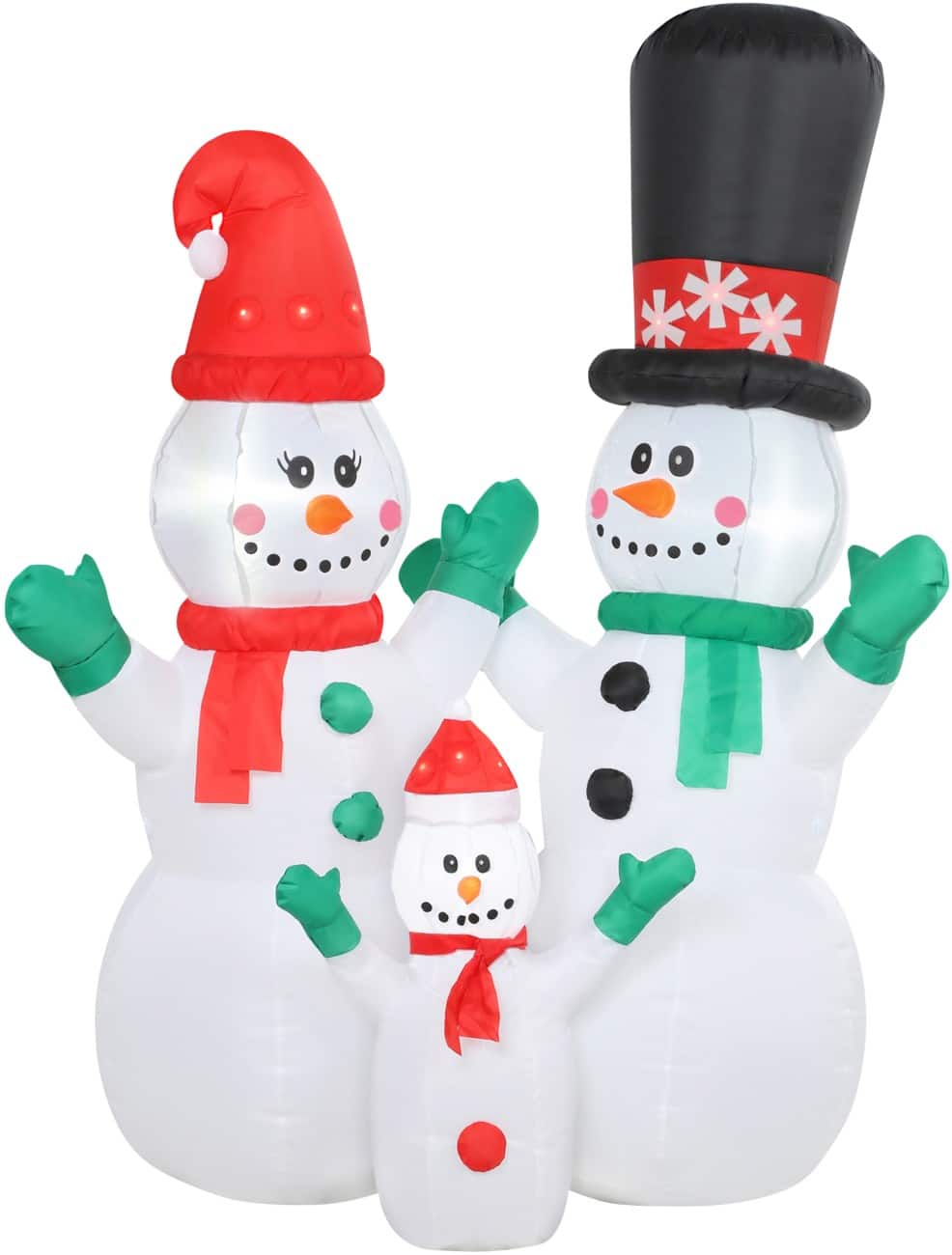 Décoration gonflable de Noël OutSunny Famille de bonhommes de neige Avec souffleur et lampes LED 165 x 80 x 180 cm