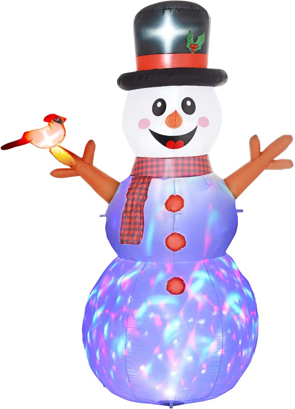Décoration gonflable de Noël OutSunny Bonhomme de neige avec bras en branches Avec souffleur et lampes LED 165 x 100 x 240 cm