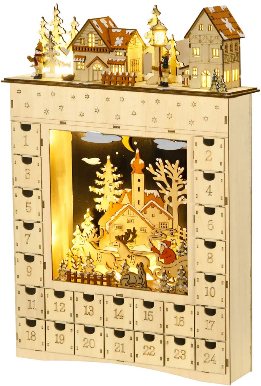 Calendrier de l’Avent HOMCOM Bois 36 x 9 x 52 cm