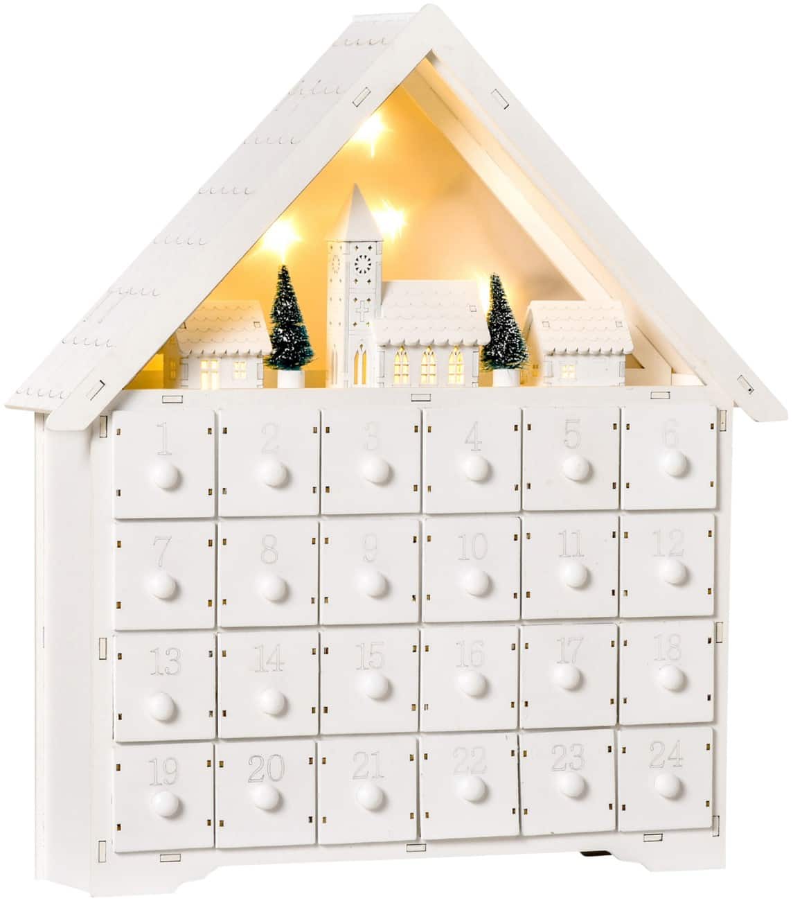 Calendrier de l’Avent HOMCOM LED Maison Blanc 39 x 9 x 42 cm
