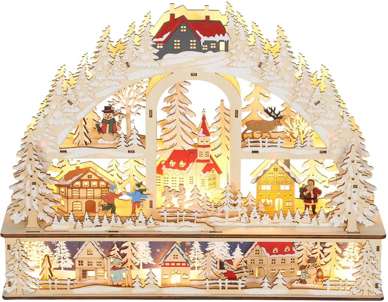 Décoration lumineuse HOMCOM LED Village de Noël 45 x 10 x 35 cm
