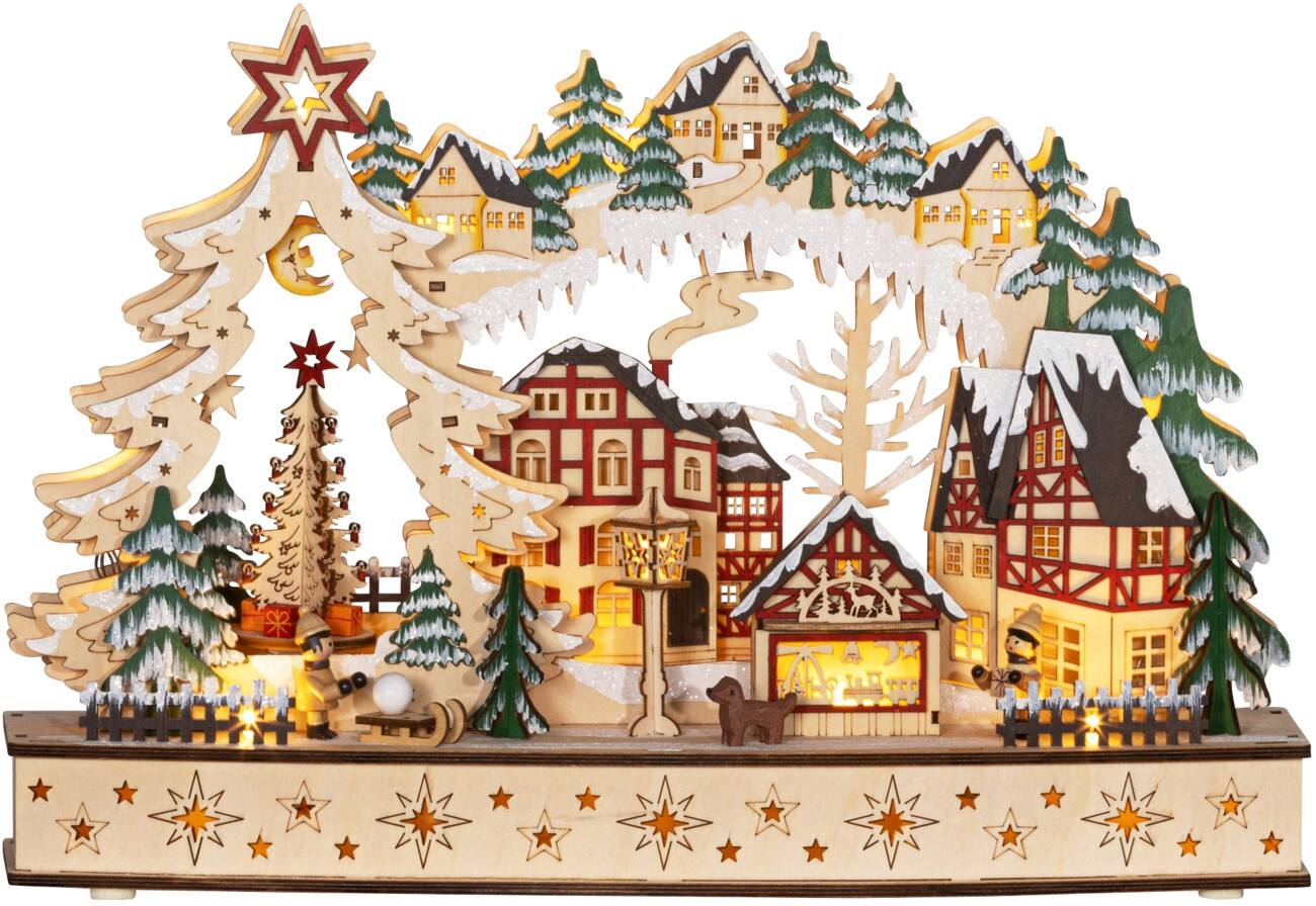 Décoration lumineuse HOMCOM LED Village de Noël 45 x 12 x 30 cm