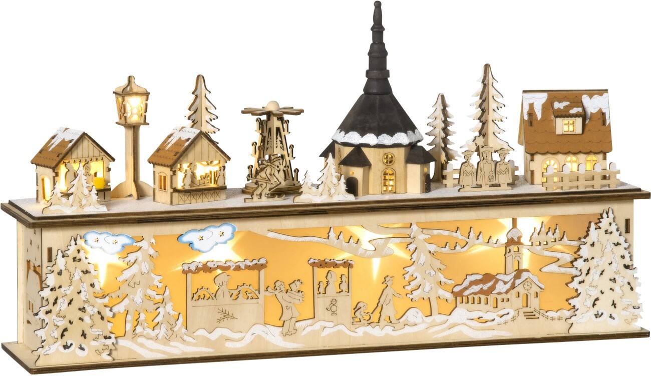 Décoration lumineuse HOMCOM LED Village de Noël enneigé 45 x 10 x 25 cm