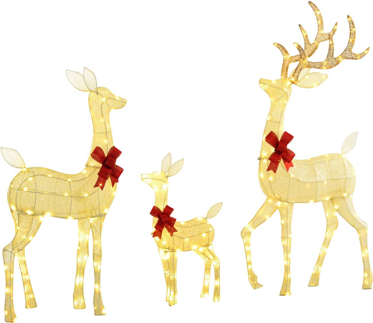 Décoration lumineuse OutSunny LED Famille de rennes Argenté 134 cm
