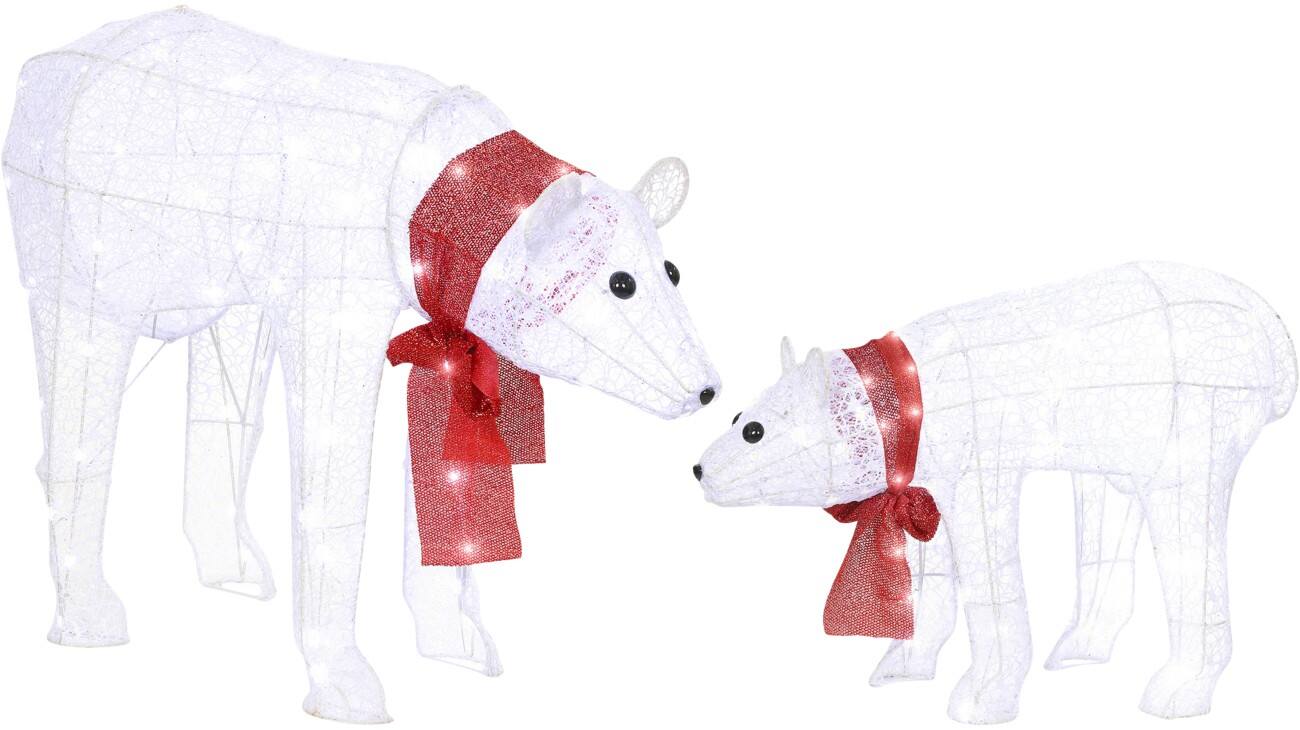 Décoration lumineuse OutSunny LED Famille d'ours polaire Blanc 80 cm