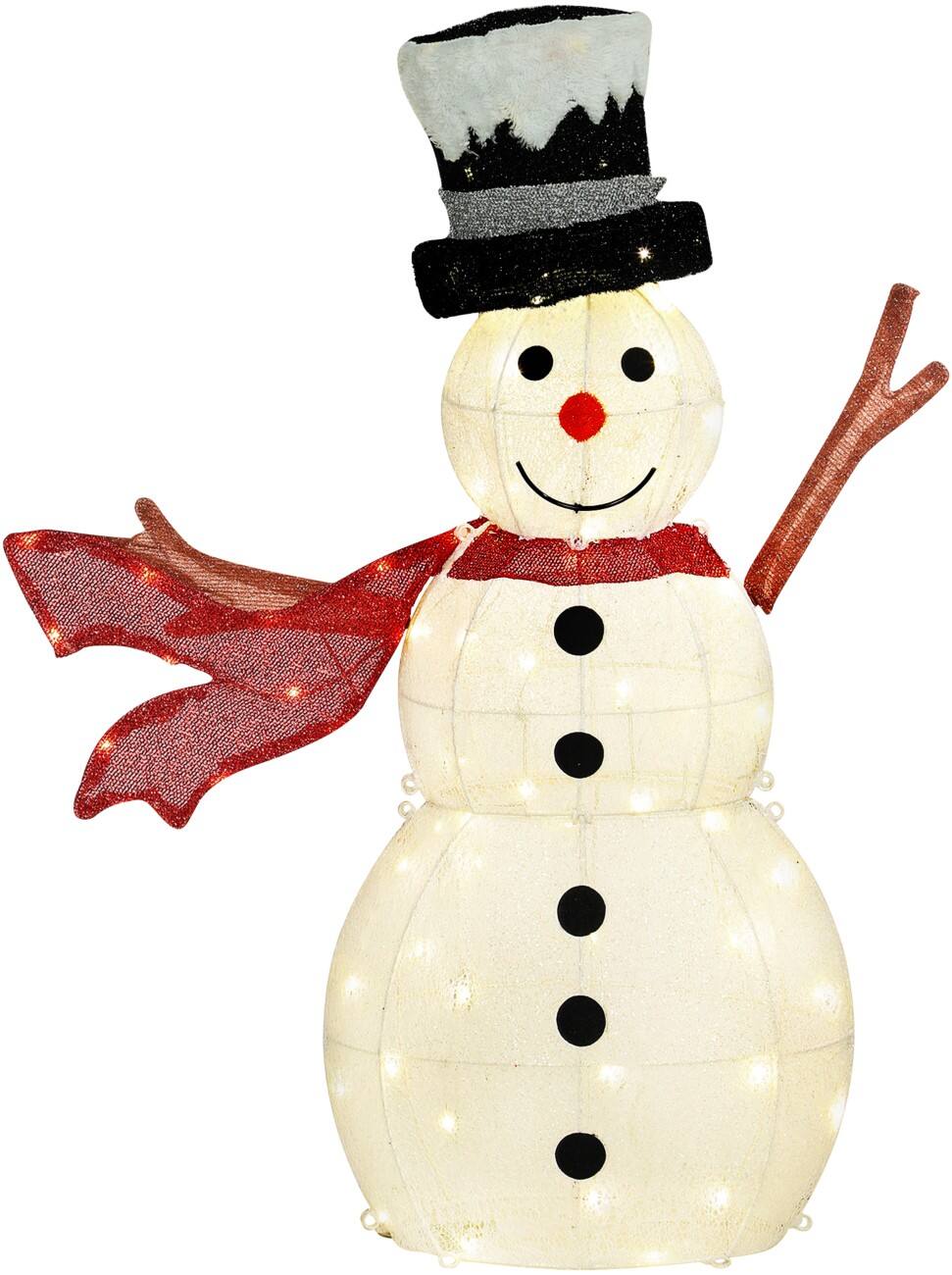 Décoration lumineuse OutSunny LED Bonhomme de neige Blanc 90 cm