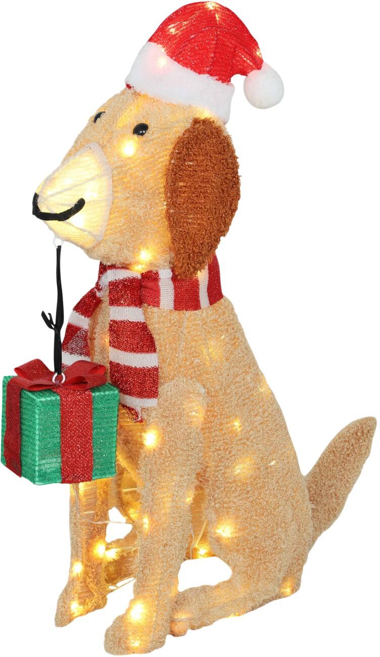 Décoration lumineuse OutSunny LED Noël Chiot Extérieur 70 cm