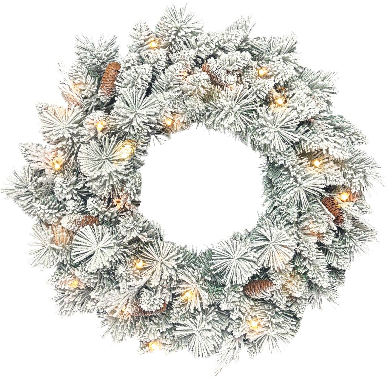 Couronne HOMCOM LED Noël enneigé 60 cm