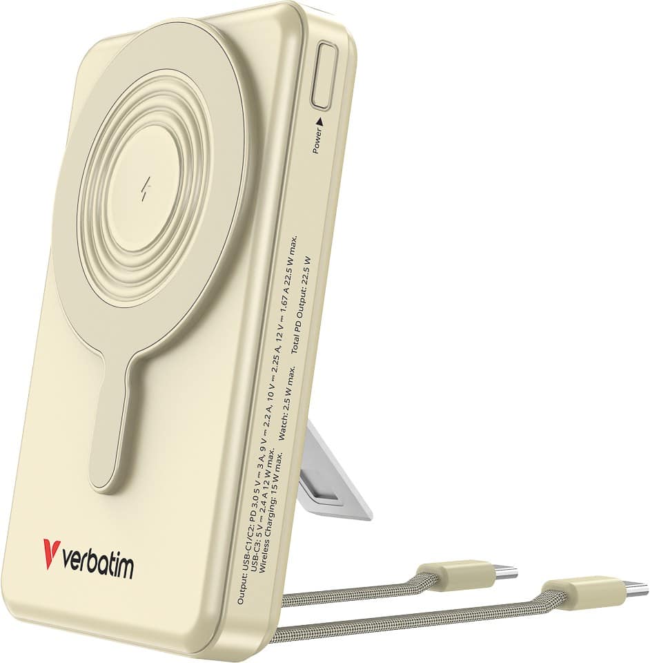 Verbatim Charge 'n Go 10000mAh Magnetisch Draadloos Powerbank USB-C PD3.0 QC3.0 52W Goud 32274