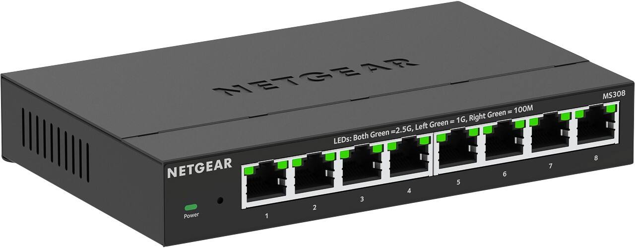 NETGEAR MS300 Series 8-Poorten Multi-Gigabit Unmanaged Switch 2.5G 40Gbps Full Duplex MS308-100EUS