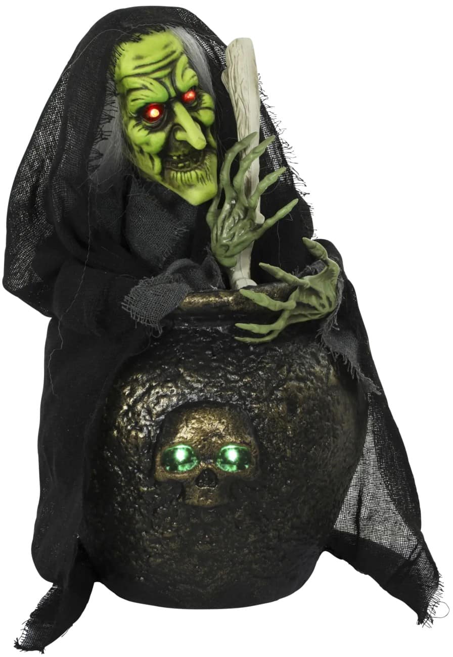 Décoration d’Halloween HOMCOM Sorcière Métal, PL (Polyester) Noir 27 (L) x 28 (l) x 47 (h) cm