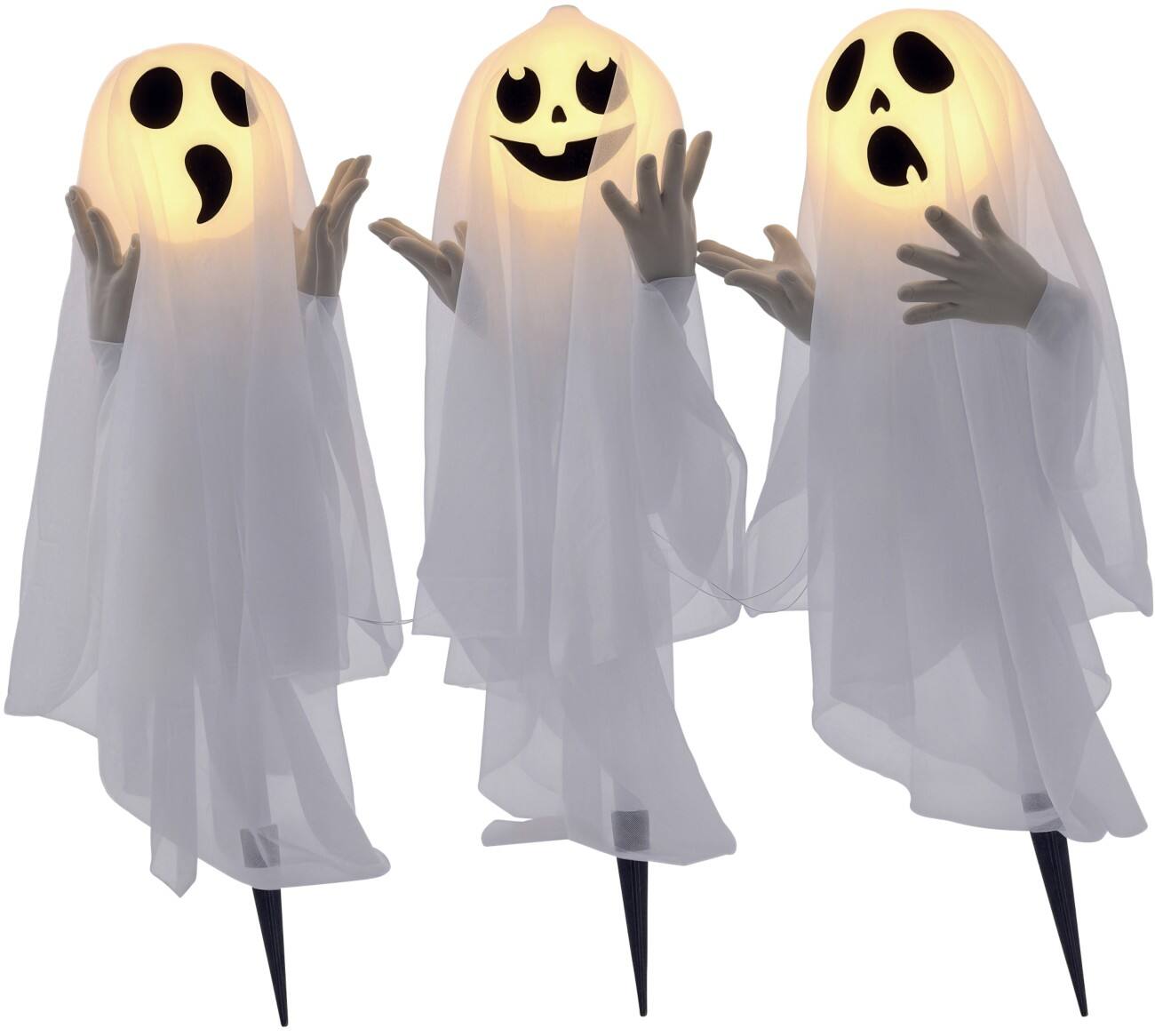 HOMCOM Spook Halloween-versiering Polyester, Staal Wit 54 (L) x 10 (B) x 60 (H) cm 3 Stuks