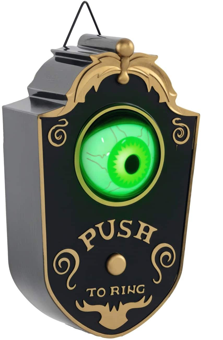 HOMCOM Oogbaldeurbel Halloween-versiering PE (Polyetheen) Goud, zwart 11 (L) x 5 (B) x 18 (H) cm