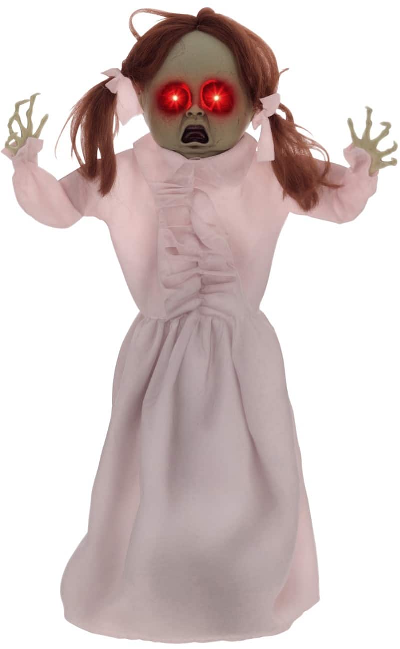 Décoration d’Halloween HOMCOM Poupée fantôme Acier, PL (Polyester) Rose 50 (L) x 15 (l) x 76 (h) cm
