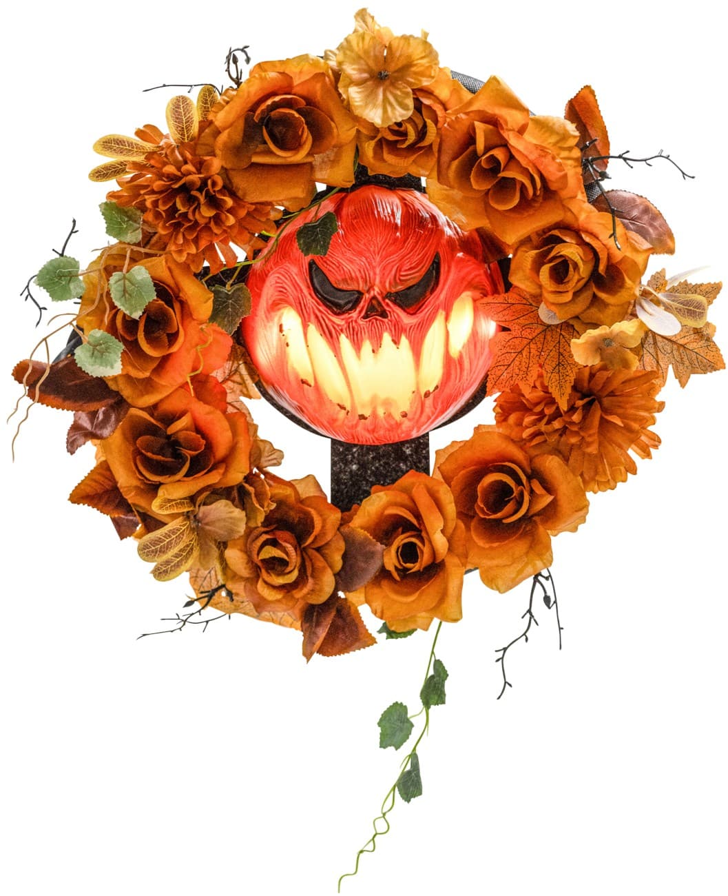 OutSunny Pompoenkrans Halloween-versiering Polyester, Staal Oranje 44 (L) x 9 (B) x 44 (H) cm