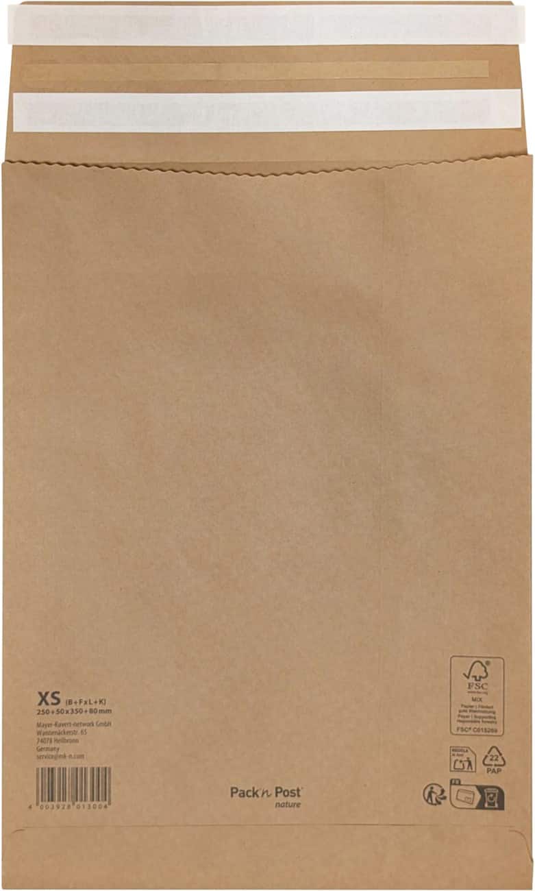 Pochette d'envoi Gusset B4 Bande adhésive Brun Sans fenêtre 100 g/m² 250 unités