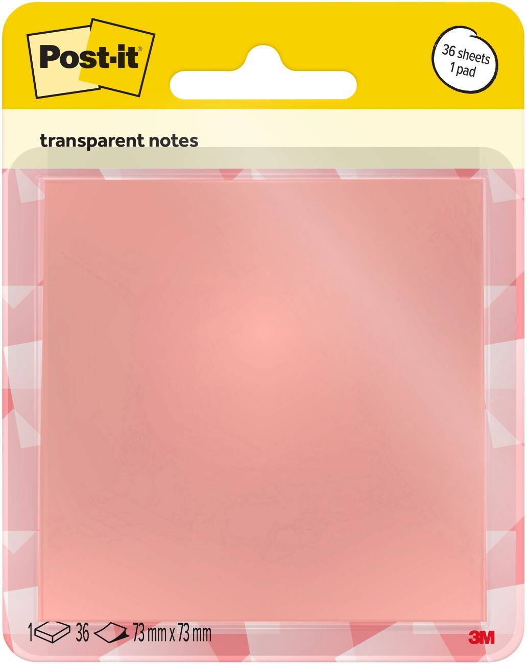 Post-it Zelfklevende memoblaadjes Vierkant 95,25 x 8,89 mm Transparant Pasteloranje
