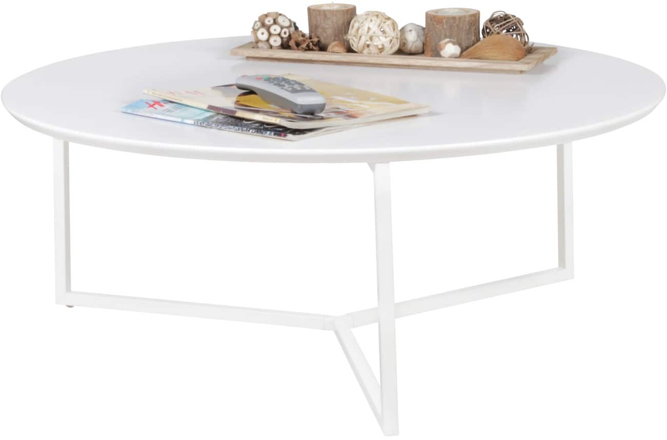Table à café WOHNLING Rond Blanc 800 x 800 x 315 mm