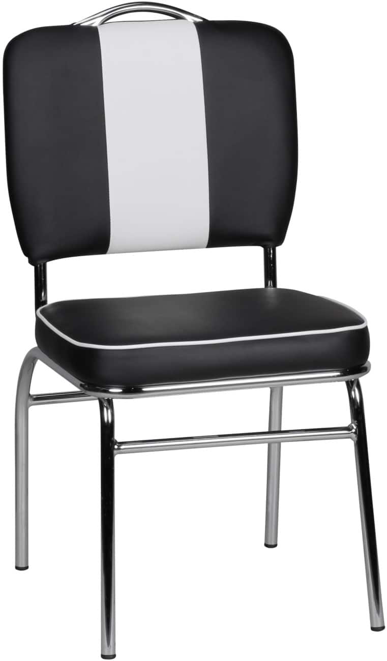 Chaise de salle à manger WOHNLING Cuir artificiel Rétro Noir WL1.716