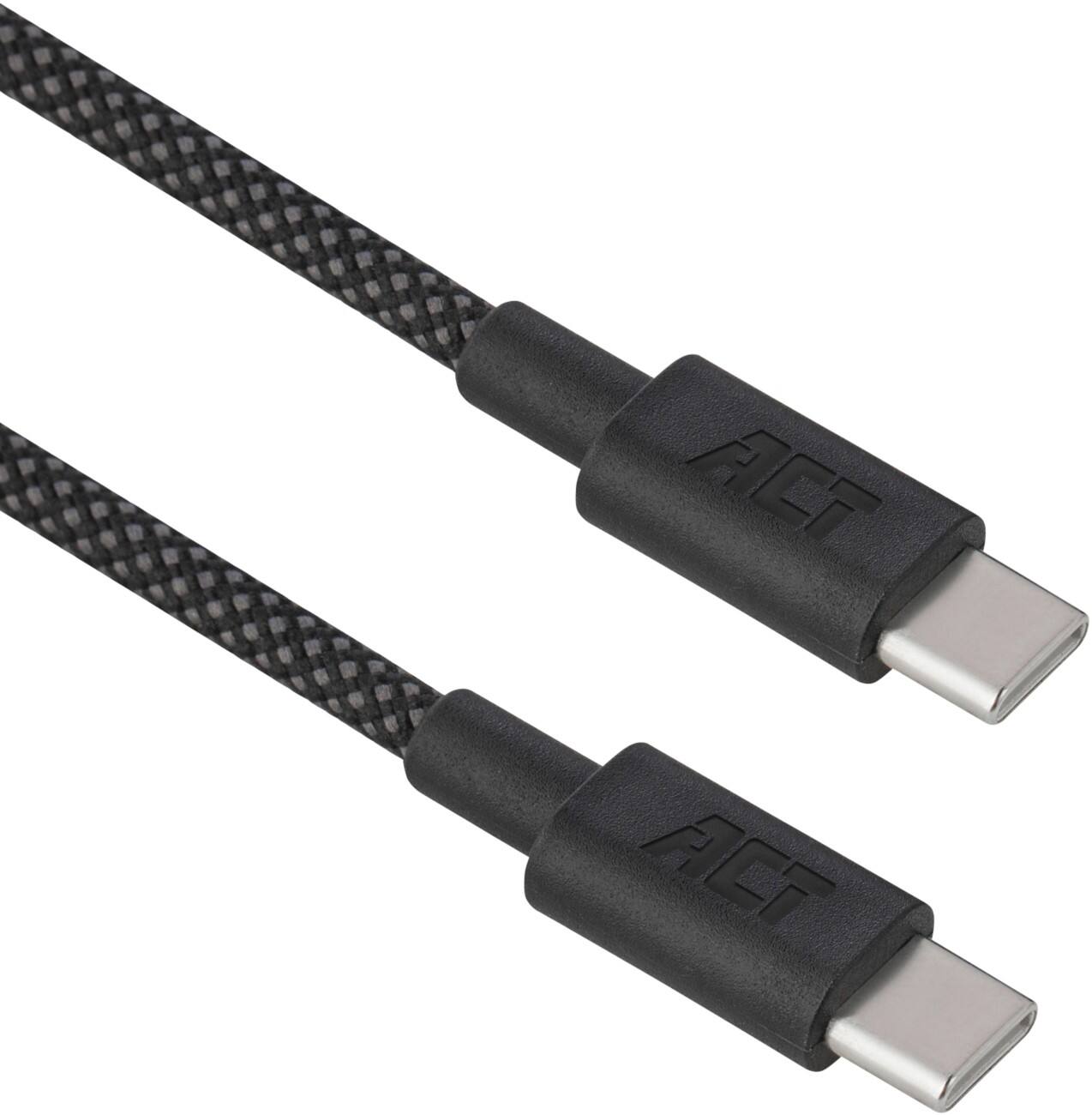 ACT USB 2.0 2 m USB-C-kabel 240W PD 3.2 Gevlochten Zwart AC3087