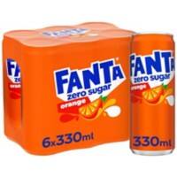 Boisson gazeuse Fanta Zero Sugar Orange Canette 24 unités de 330 ml