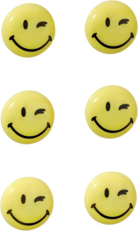 Aimants pour tableau blanc Franken Rond Jaune Smiley 6 unités 30 mm