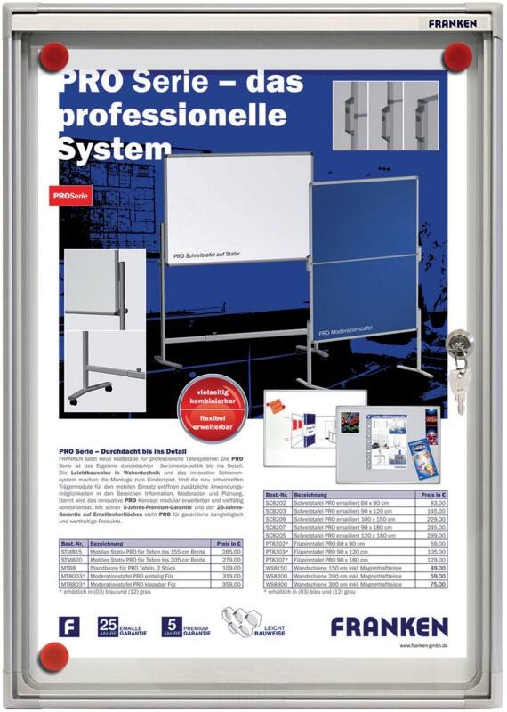 Franken Valueline A4 Vergrendelbaar notitiebord Wandmontage Zilver Niet-klevend 280 mm (B) x 370 mm (H)