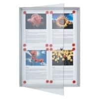 Vitrine d'affichage verrouillable Franken Valueline 4 x A4 Montage mural Argenté Non adhésif 510 mm (l) x 680 mm (h)
