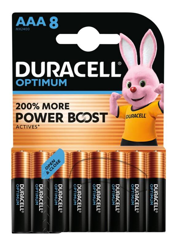 Pile Duracell Optimum AAA LR03 Alcaline 1,5 V 8 unités