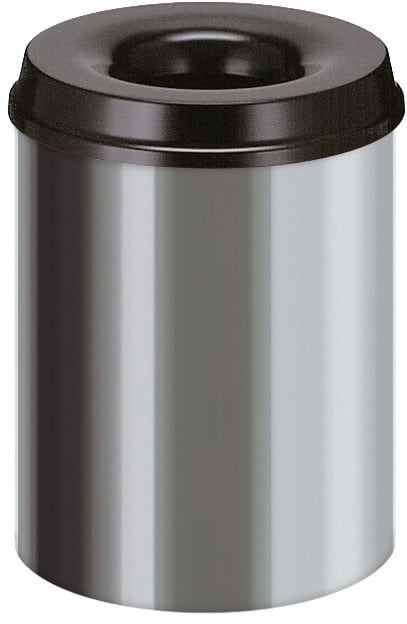 Poubelle anti-feu V-PART 15 L Argenté, noir Métal