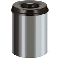 V-PART Brandveilige prullenbak 15 L Zilver, zwart Metaal