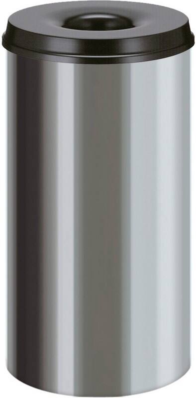 Poubelle anti-feu V-PART 50 L Argenté, noir Acier inoxydable