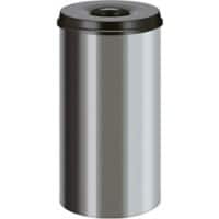 V-PART Brandveilige prullenbak 50 L Zilver, zwart RVS (Roestvrij staal)