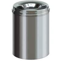 V-PART Brandveilige prullenbak 15 L Zilver Metaal